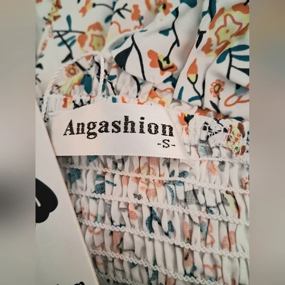 Angashion Womens Spaggetti Strap Boho Summer Long Flowy Maxi Dress Sundress SM - Picture 11 of 13